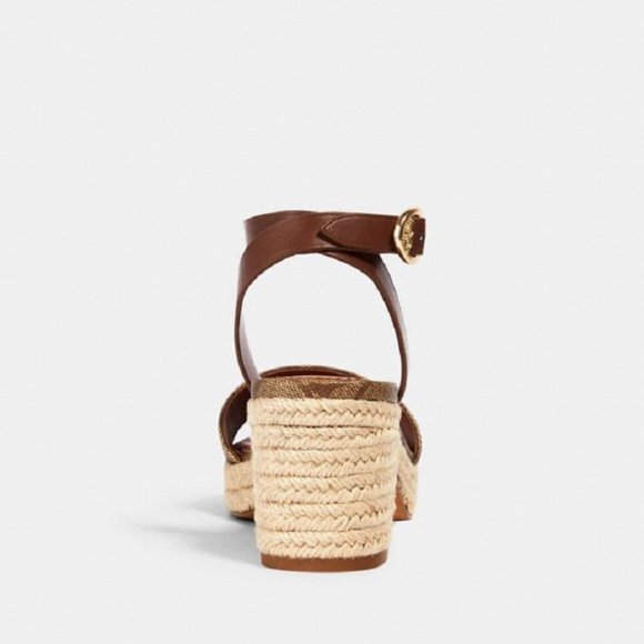 $89*NEW!! COACH Piper Espadrille Heel Khaki/Sa… - Picture 7 of 8